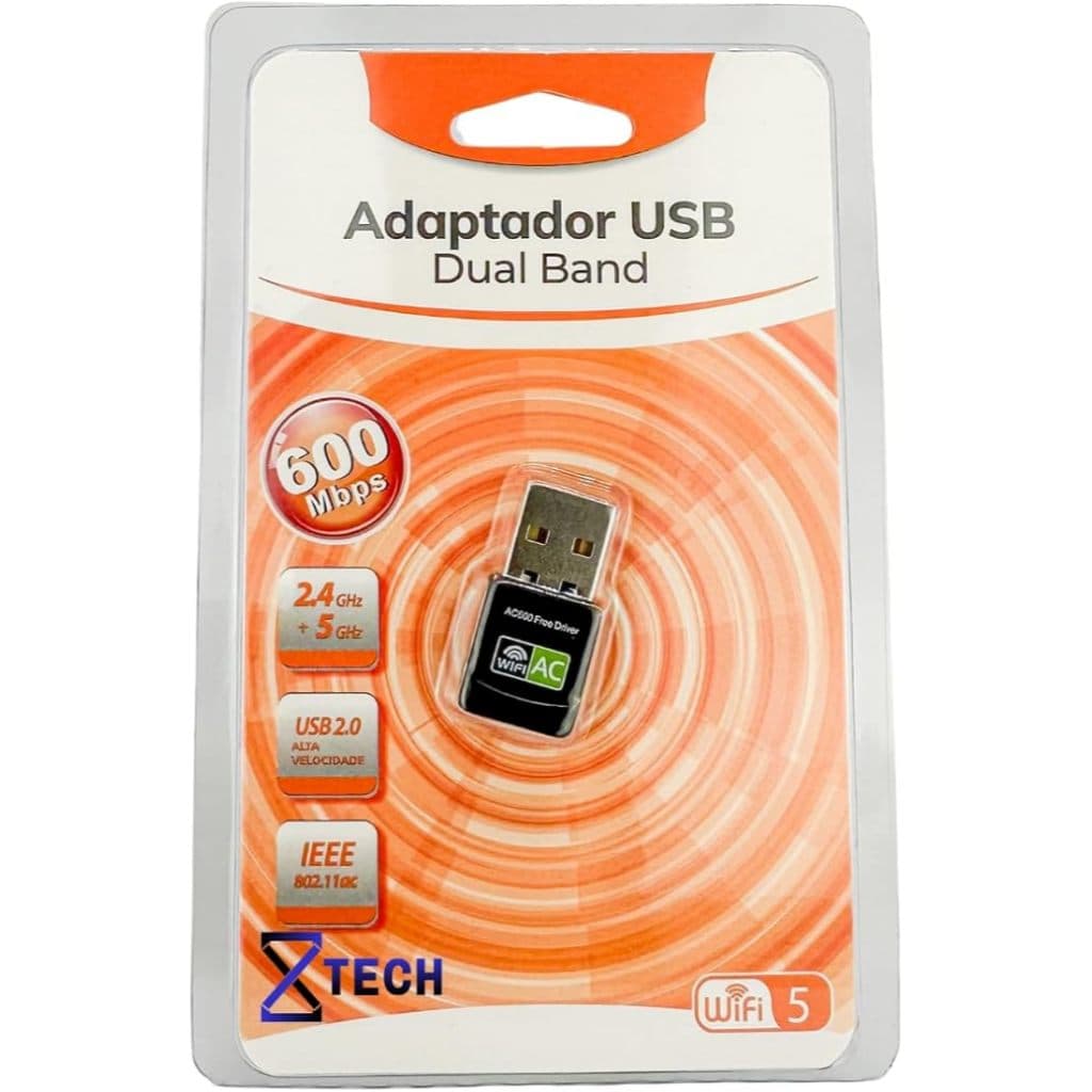 Receptor Wirelless adaptador Wifi Dual Band 2.4Ghz e 5.8Ghz 600mbps  8XTECH PC Notebook Cd Drive