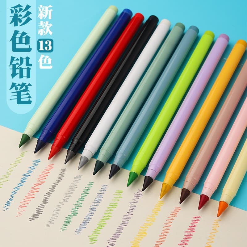 Kit Com 12 Cores Lápis Infinito Colorido Escrita Eterna Criativo Não Pegajoso Papelaria/Escritório/Escola