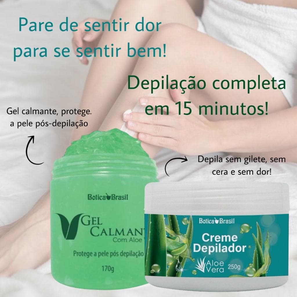 Kit Depilador Creme e Gel Calmante depilatório do corpo e rosto depilação completa