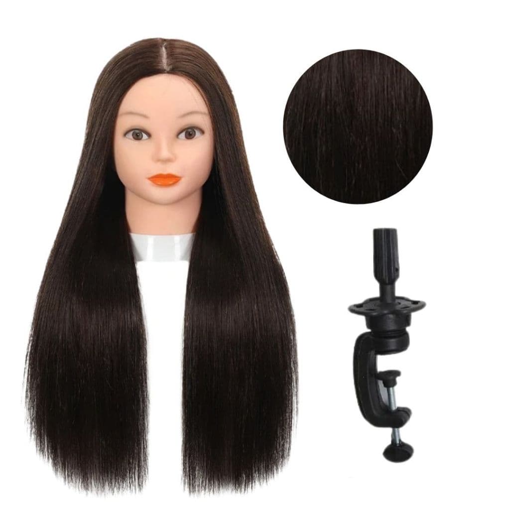 Cabeça De Treino Boneca Manequim Cabelo Orgânico + Suporte Cores