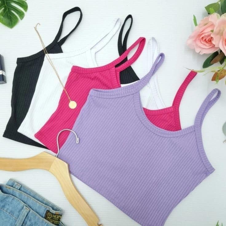 Kit 5 Top Feminino Regata Alcinha Canelado