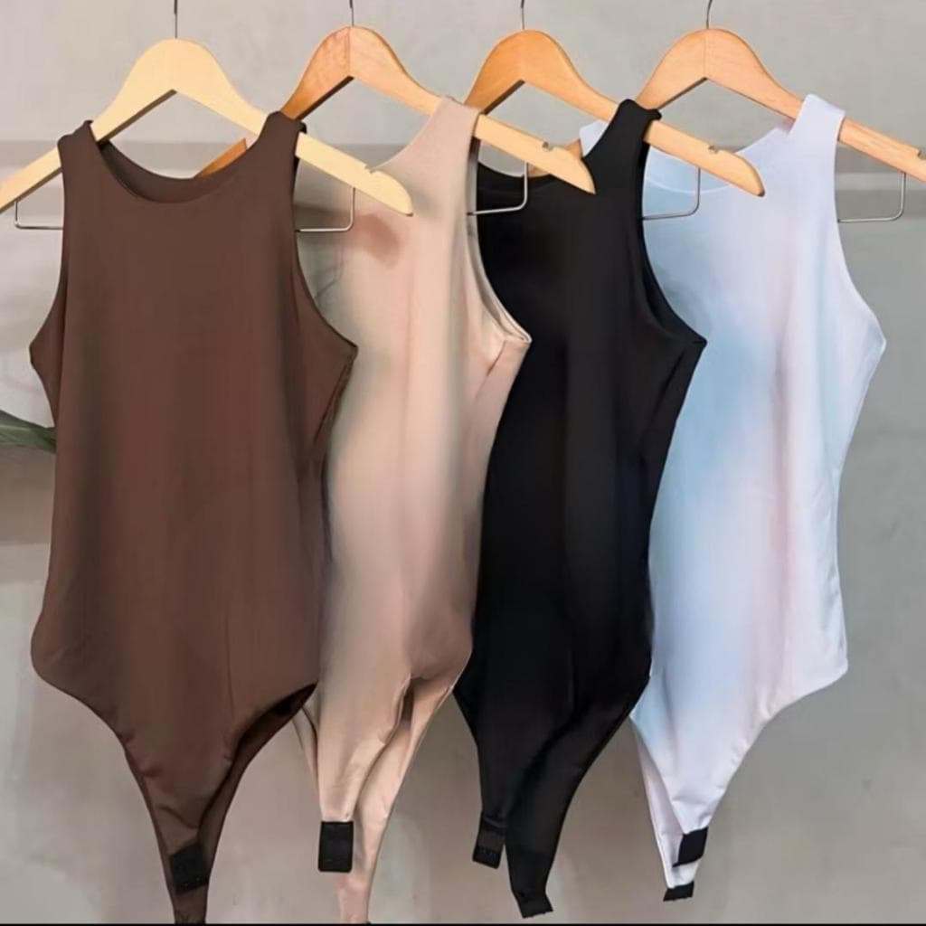 Kit 4 Bodys Bory Boddie Feminino Regata Básica Casual Suplex com Forro Duplo