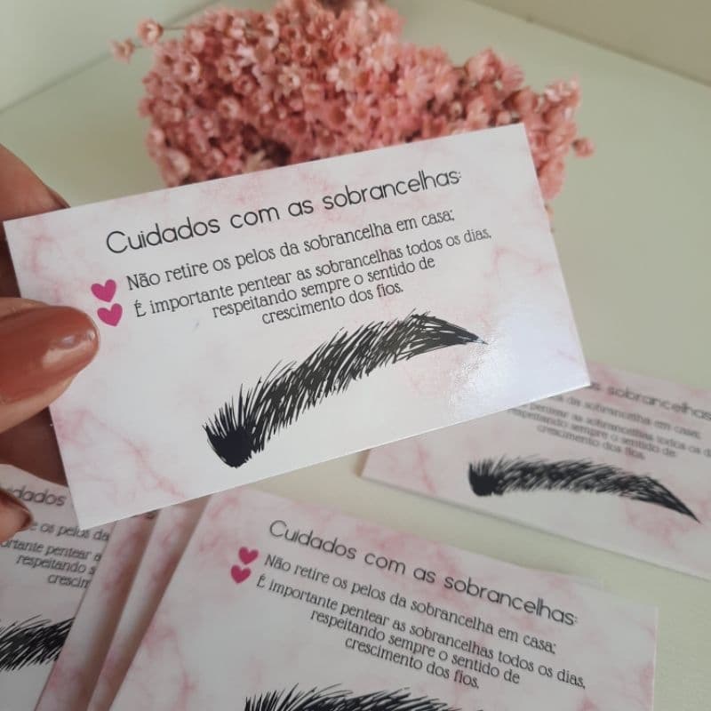 Card Cartão Designer de Sobrancelhas cuidados com sobrancelha mimos, pós procedimento pós atendimento , pós designer