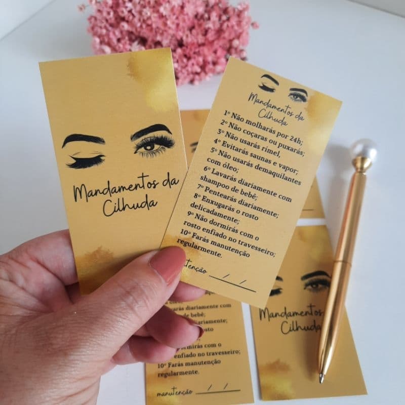 Cartão Lash Designer Cuidados Extensão de Cílios Pós Procedimento Alongamento de Cílios Pós Extensão de Cílios Lash