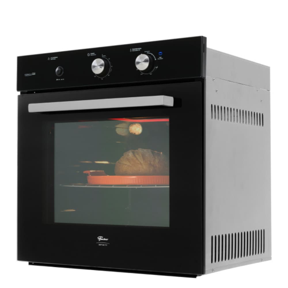FORNO A GÁS DE EMBUTIR FISCHER INFINITY 78L COM GRILL PRETO