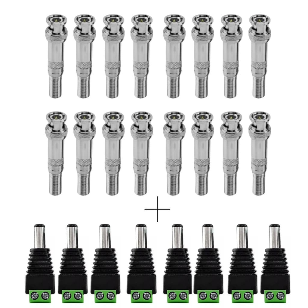 KIT 16 Conectores BNC Mola e Parafuso + 8 Conectores P4 borne