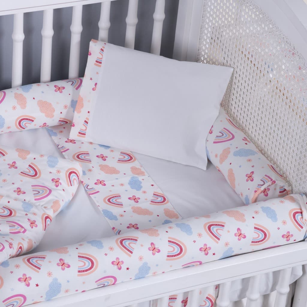 Kit Rolinho Protetor De Berço Enxoval De Bebê Estampado