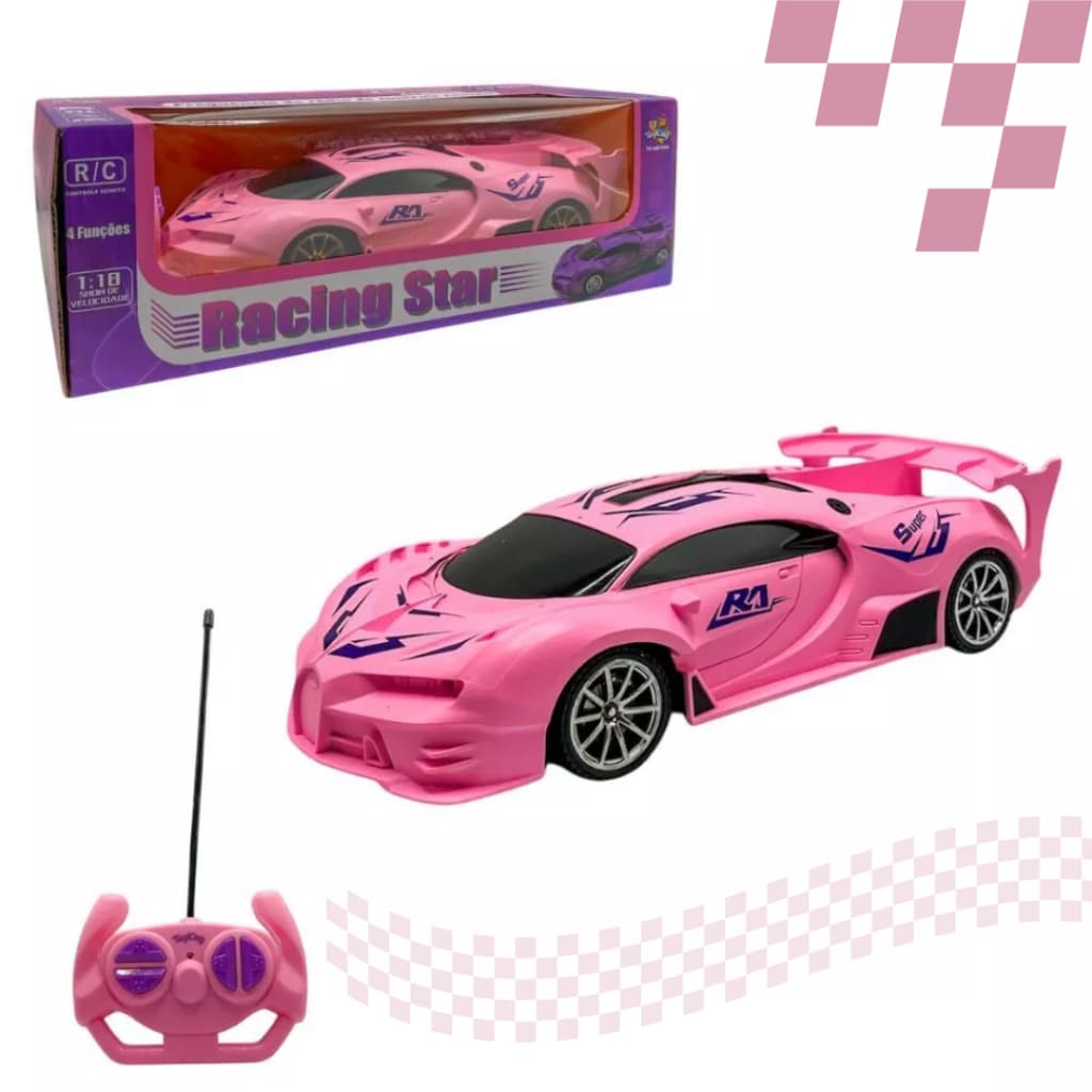 Brinquedo Infantil Menina Carro de Controle Remoto Monster Rosa ou Roxo Super Racing Star