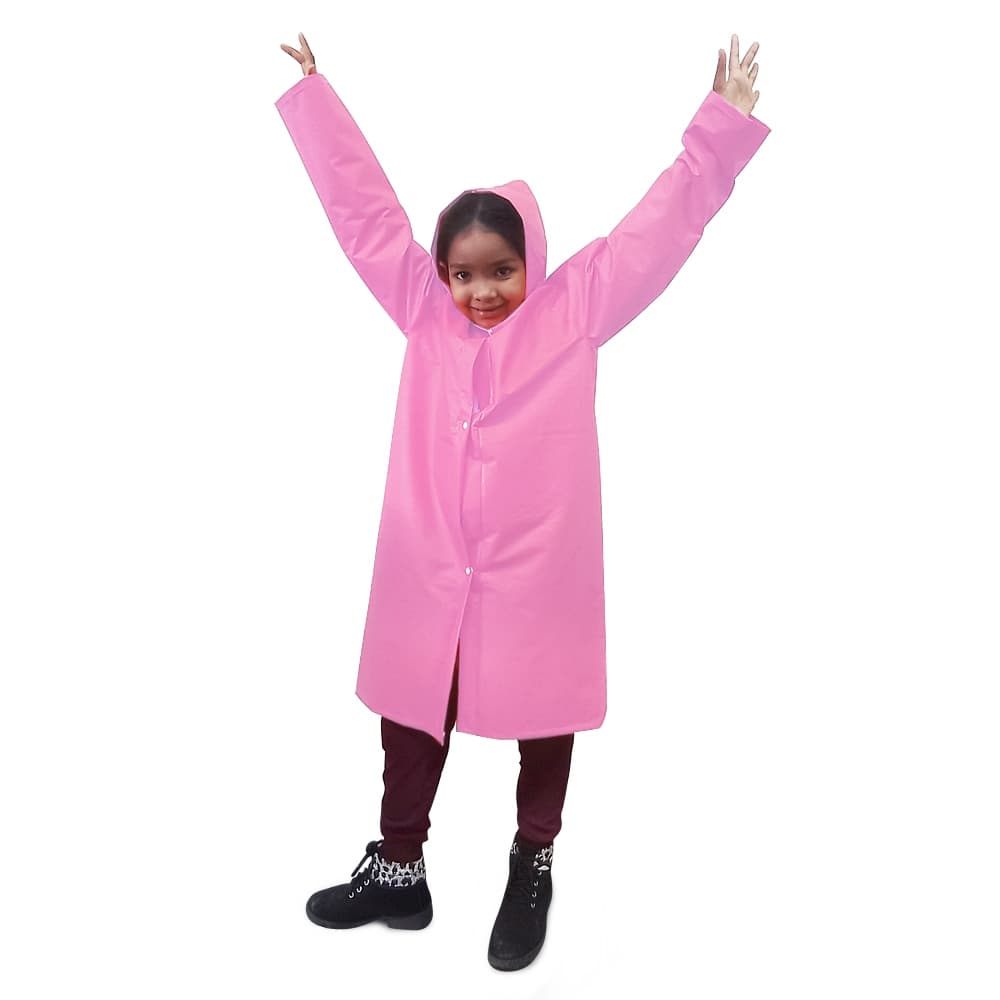 Capa De Chuva Pvc Forrada Infantil Tamanho G Rosa