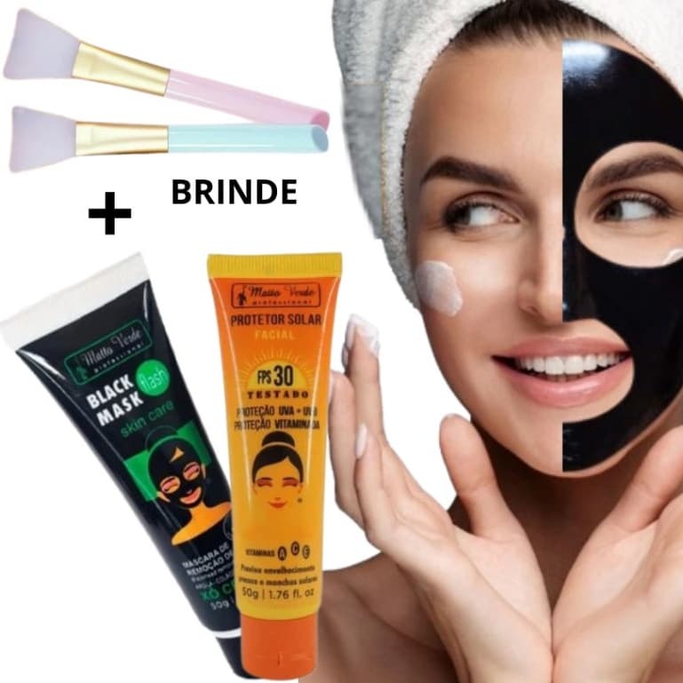 Matto Verde Kit Com 2 1- Máscara Black Tira Cravos E 1- Protetor Solar FPS 30