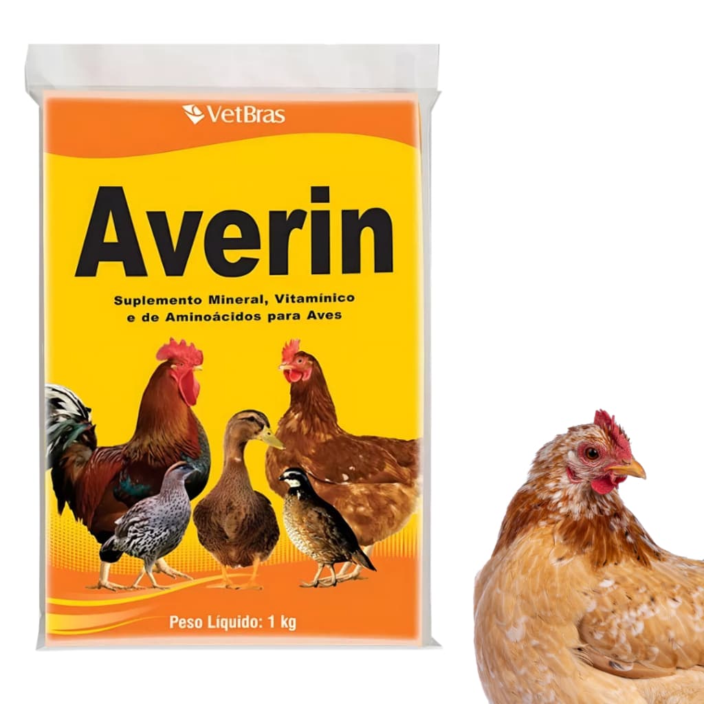 Suplemento Vitamínco Aminoácido E Mineral Para Frango Galinha Aves Averin 1Kg Tratamento Coccidiose