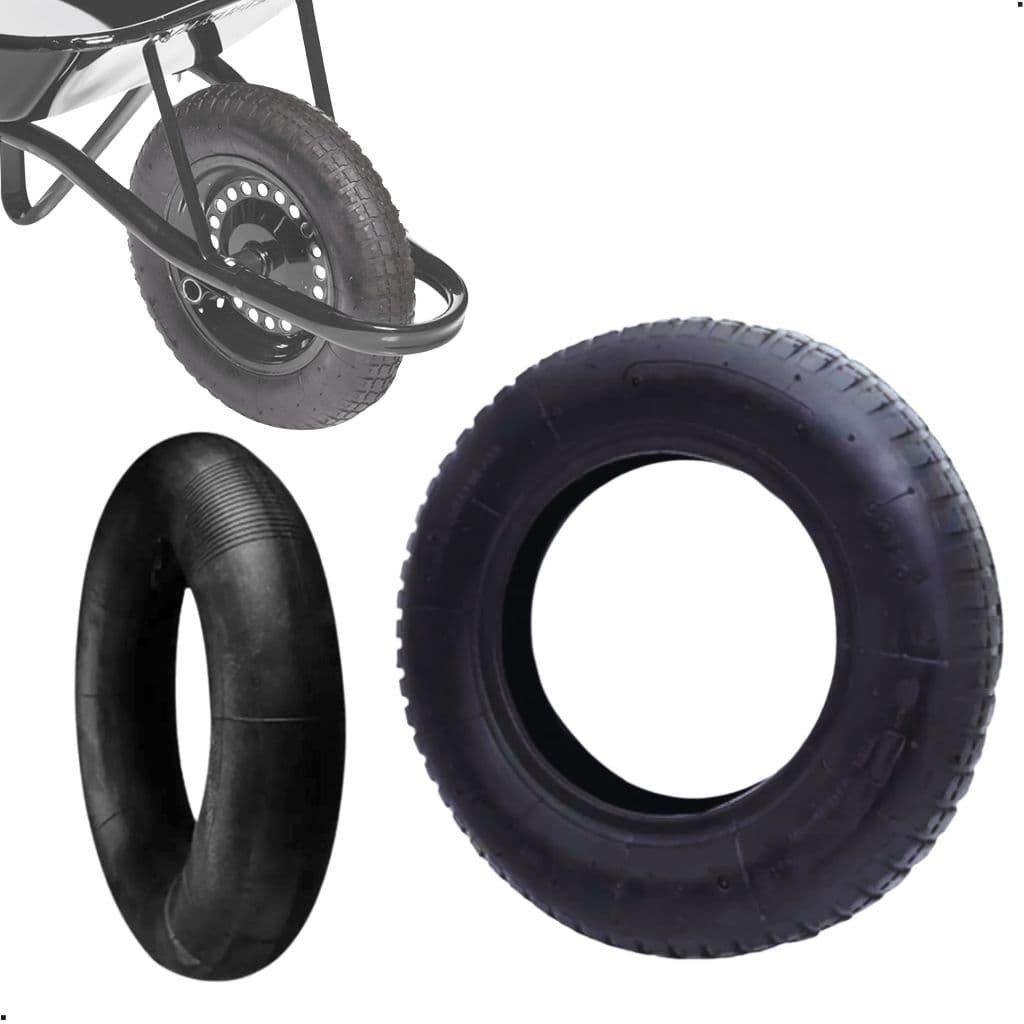 Kit Pneu Reforçado + Câmara Para Carrinho de Mão/Carriola 3,25 x 8
