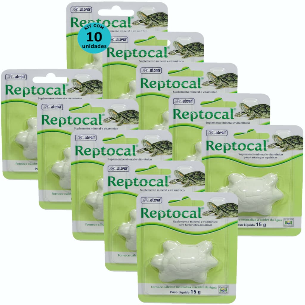 Alcon Reptocal 15g Kit Com 10 Para Répteis Tartaruga Aquática
