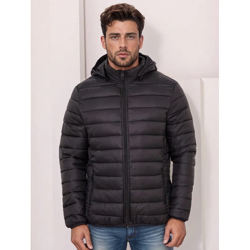 Jaqueta Bobojaco Puffer Impermeável para Motociclista Corta-Vento com Capuz Removível Preta - P ao XXL