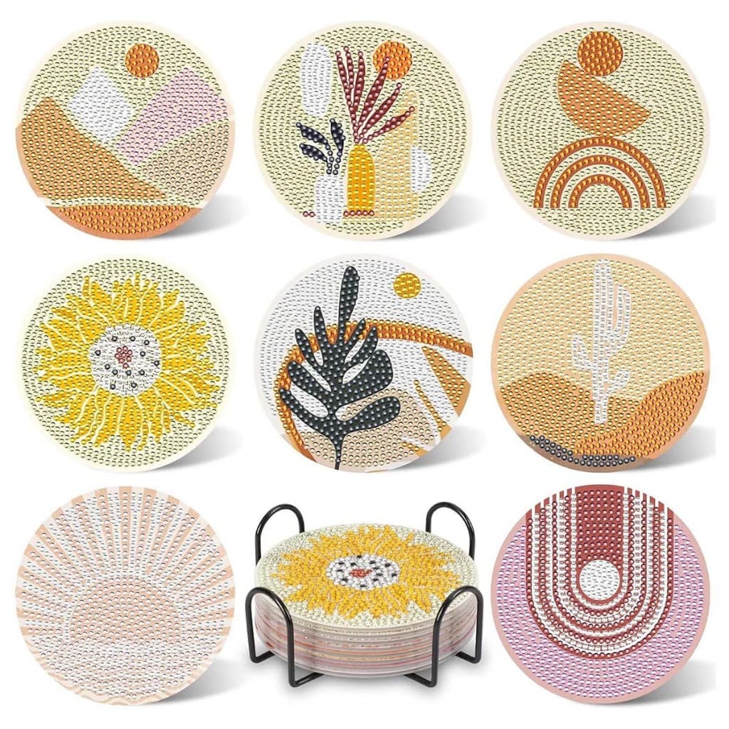 8 peças de porta-copos para pintura de arte em diamante boêmio, porta-copos DIY para bebidas Conjunto de arte em diamant