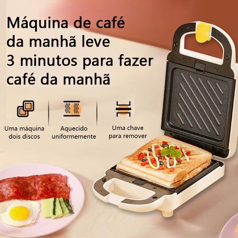 3 em 1 Sanduicheira elétrica antiaderente e grelha portátil removível para waffles/donuts 650W M9