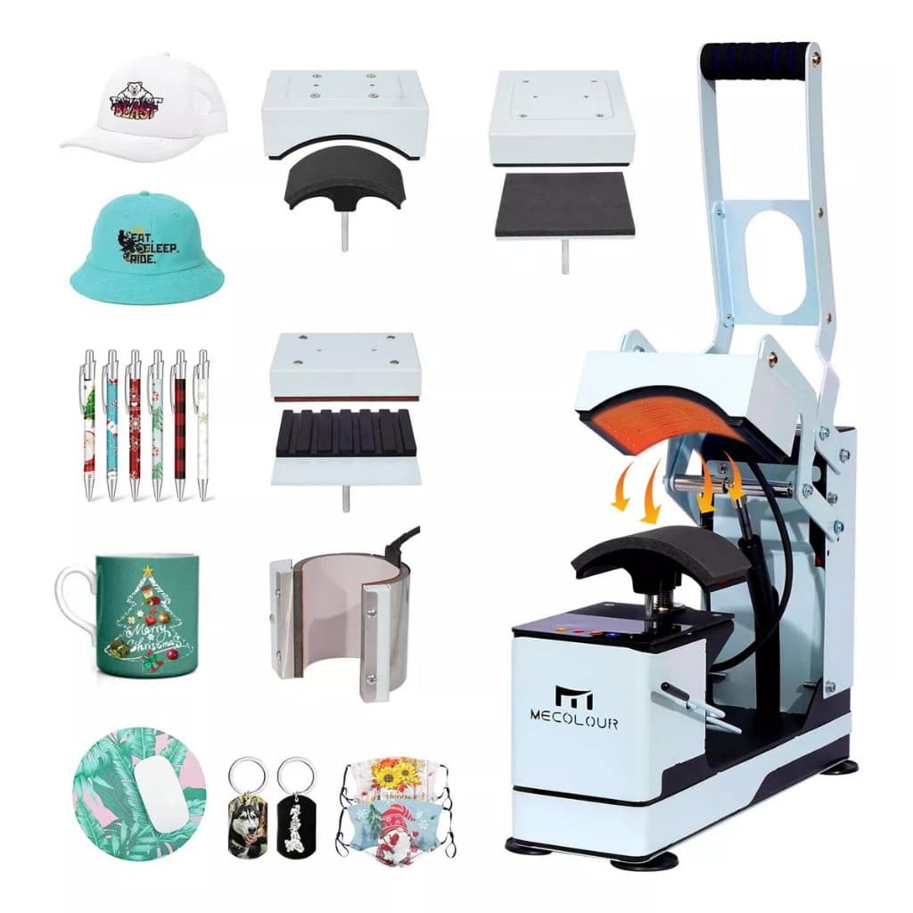 Máquina de Prensa Térmica de Sublimação 4 em 1 para Chapéus, Estampagem A Quente, Canecas, Canetas de Cozimento Mecolour