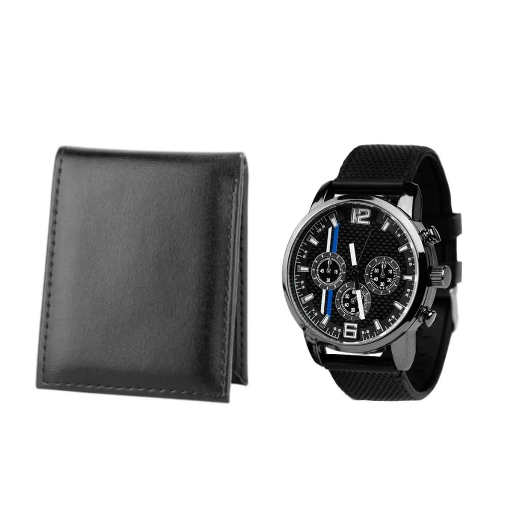 Kit Porta cartão carteira slim + relógio de ponteiro promoção