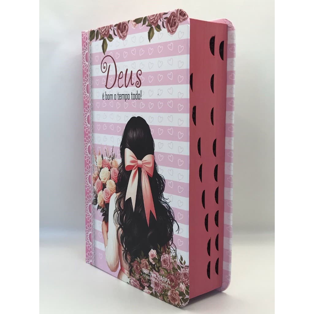 Bíblia Sagrada Tamanho Médio 12,5x19 cm Com Harpa palavras de Jesus em vermelho Deus é bom o tempo todo