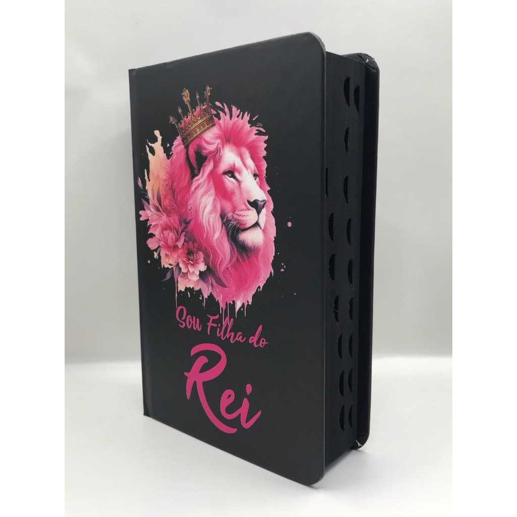 Bíblia Sagrada Tamanho Médio 12,5x19 cm Com Harpa palavras de Jesus em vermelho Leão Sou Filha do Rei