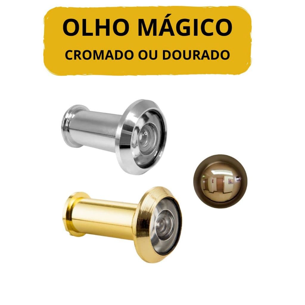 Olho Mágico 200° Cromado ou Dourado 35mm a 50mm