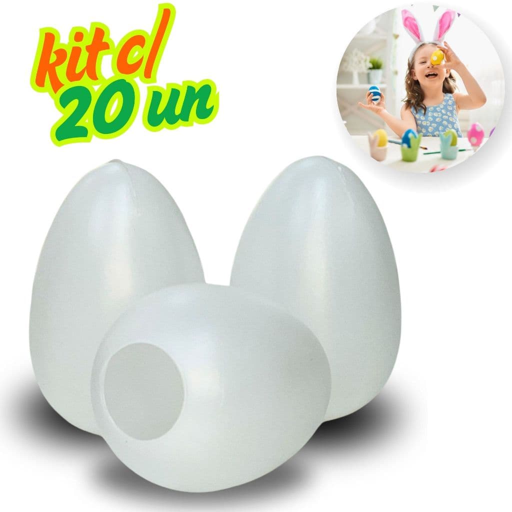 kit com 20 Ovinhos de Páscoa para pintar, Casquinha de Ovo para Páscoa