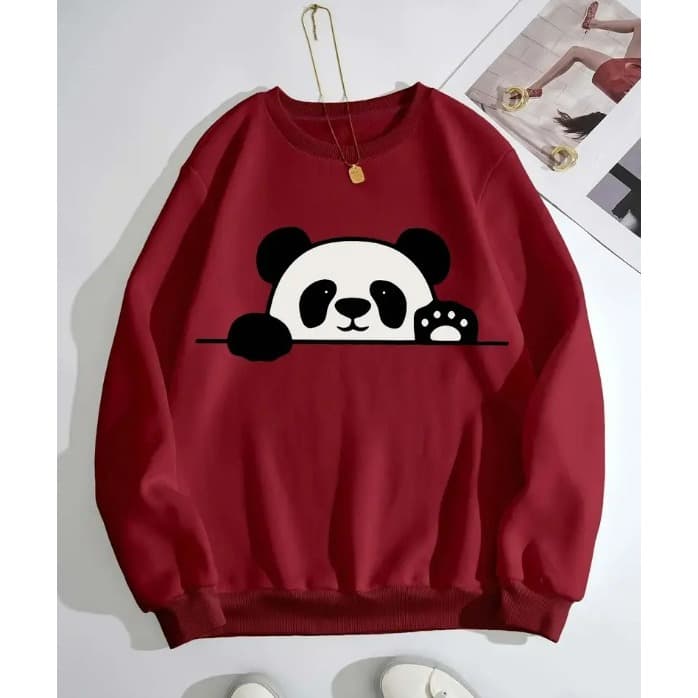 Moletom Careca Estampado Panda Blusa de Frio Gola Redonda Moda Inverno Casaco Urso Masculino Feminino