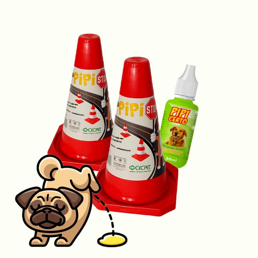 Kit 2 Cone Pipi Poste Cachorro Xixi Educador + Xixi Aqui Pipi Certo 30ml Educa Caes