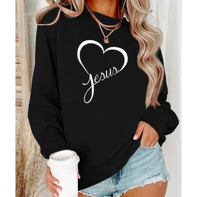Moletom Careca Jesus Blusa de Frio Estampada Religiosa Moda Inverno Casaco Unissex Algodão Gola Redonda