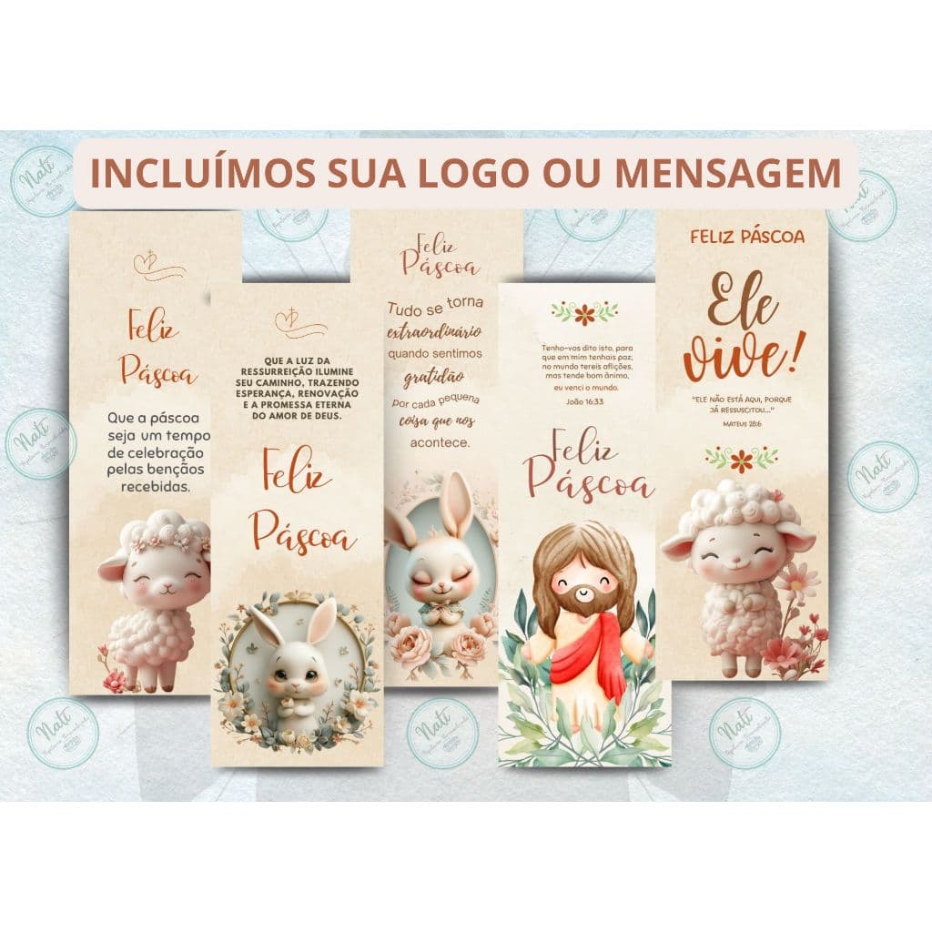 16/32/64/128 (un) Lembrancinha marcador de Páginas Feliz Páscoa - Mensagens Bíblicas, Motivacional
