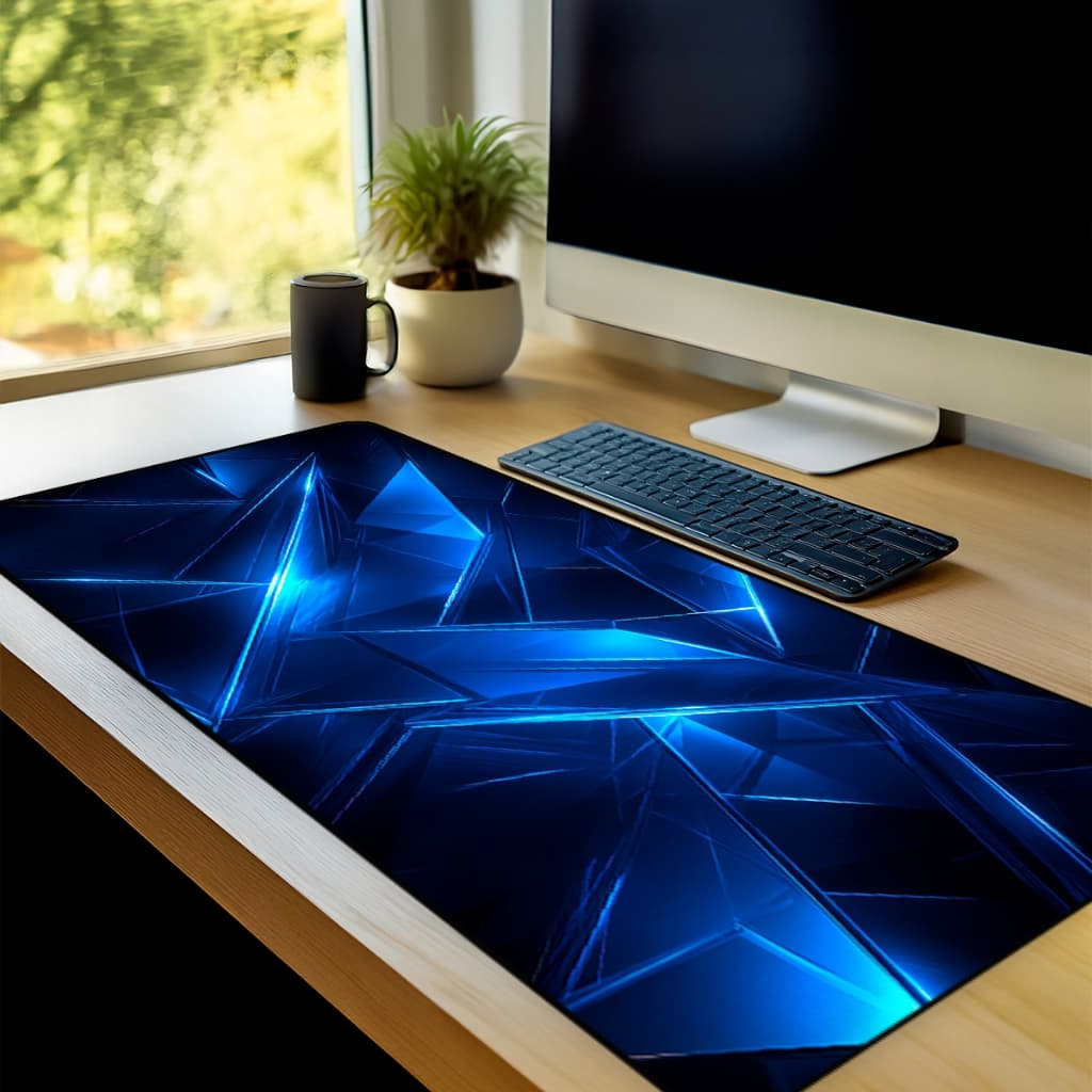 Mouse Pad Blue Gamer Antiderrapante Grande 70x35 80x35 90x40 90x50 cm Jogos Anime Borda Costurada