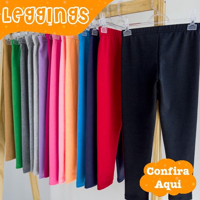 kit 5 Leggings Infantis de Cotton Sortida 2 ao 18