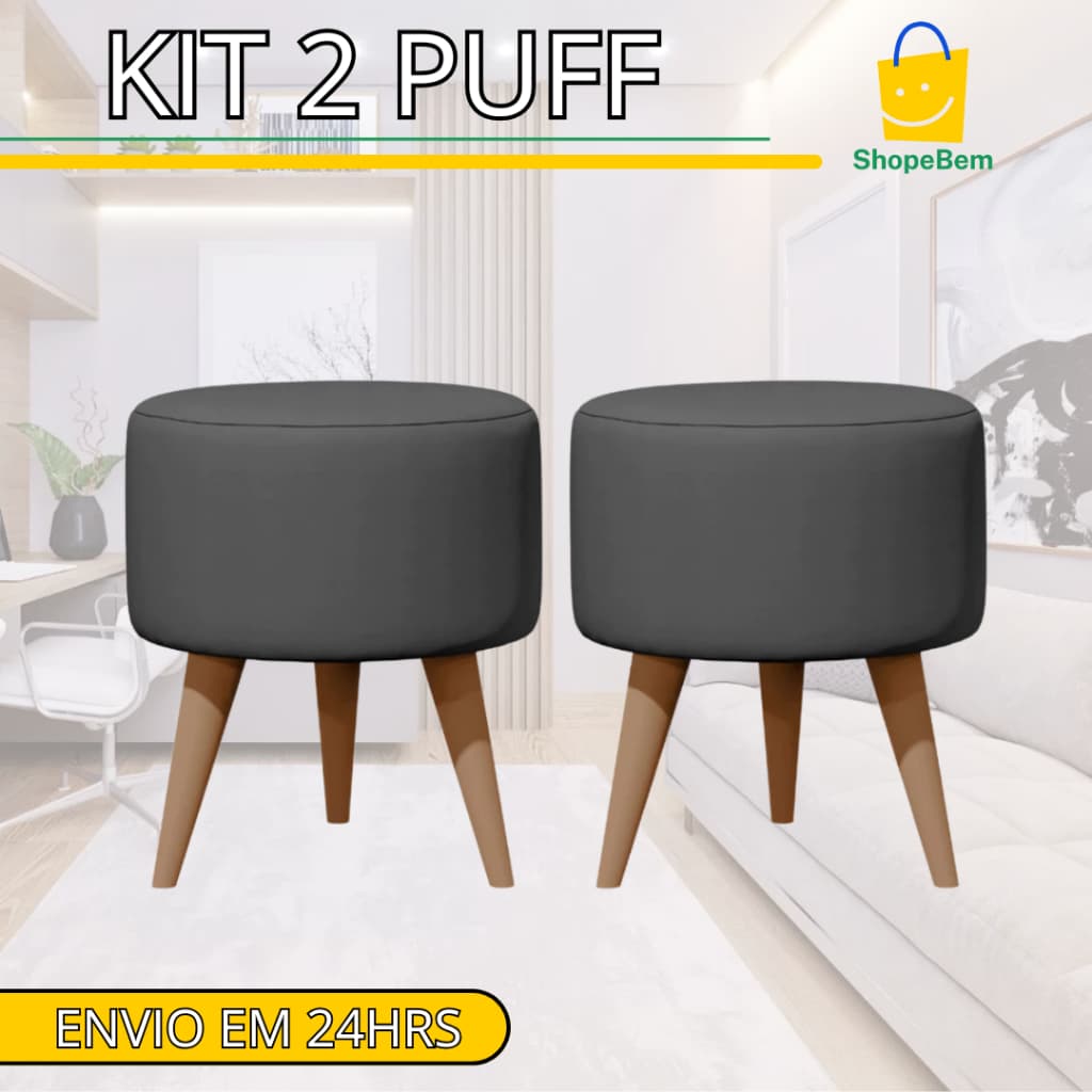 2 PUFF LUXE FOFINHO SUEDE ATÉ 130 KG - SUPER PROMOÇÃO