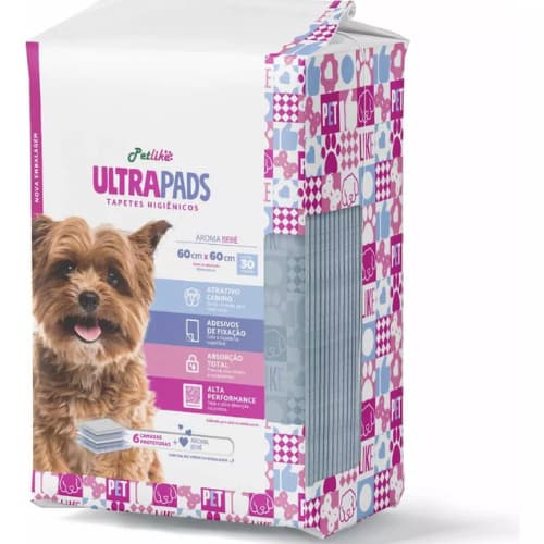 Tapete Higiênico Cães Ultra pads Aroma Bebê 60x60cm 30 Unidades