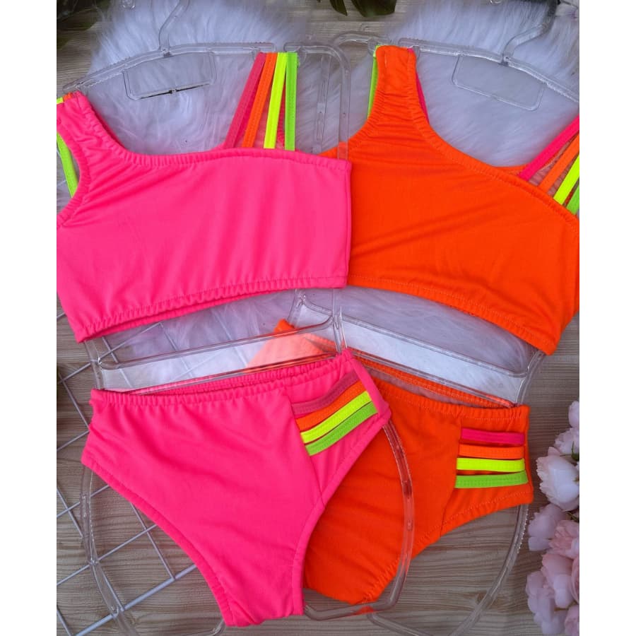 Biquini infantil 02 ao 16 Juvenil forrado meninas moda praia natação piscina maiô