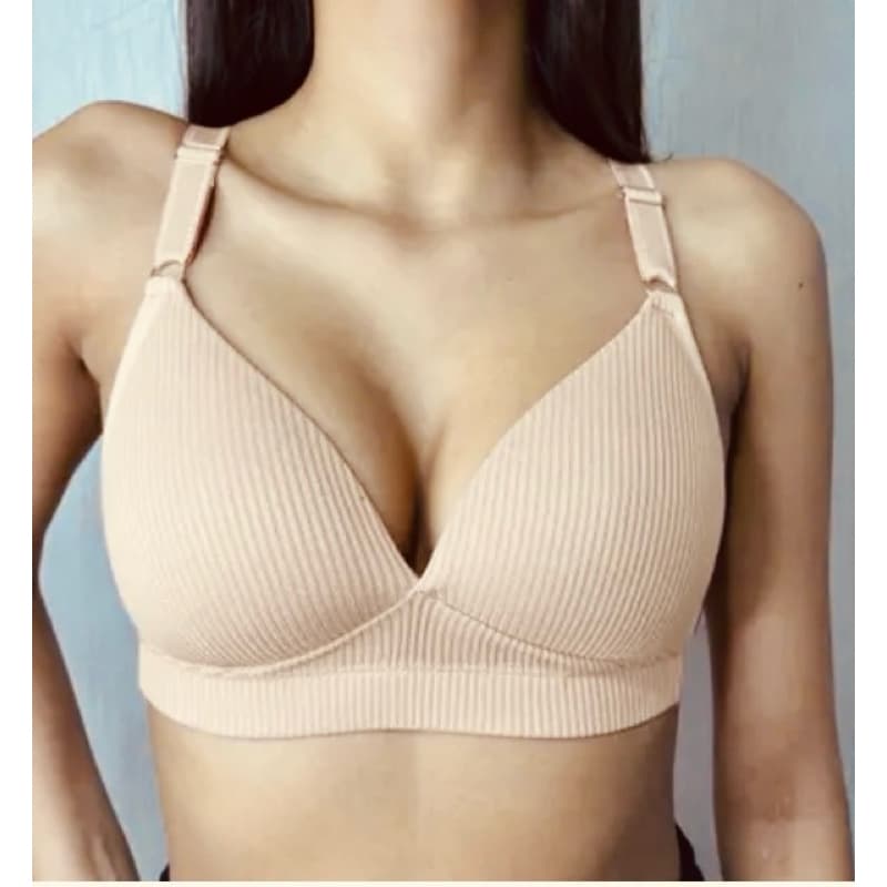 Sutiã Sem Aro Bojo Canelado Sutia Soft Confort Molinho Soutien Macio Sustentação Fitness Lingerie Feminina Alça larga