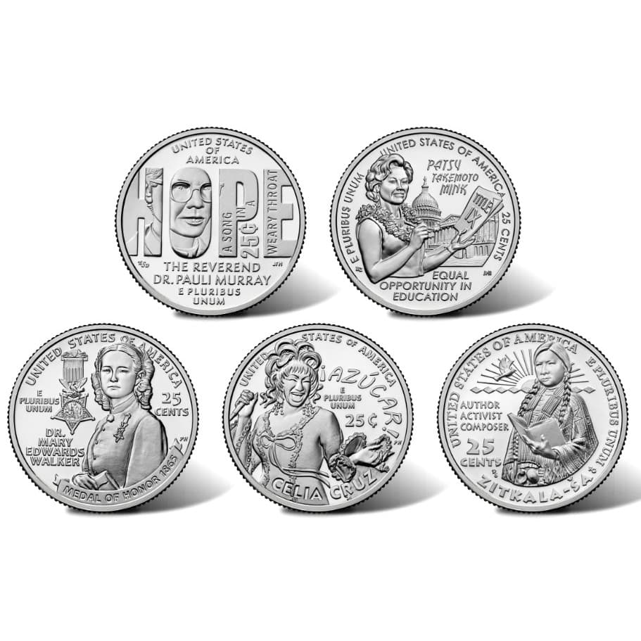 Moeda de Quarter Dólar, EUA, 2024, FC, Comemorativa Série Mulher Americana, excelente estado de conservação, 24,26mm