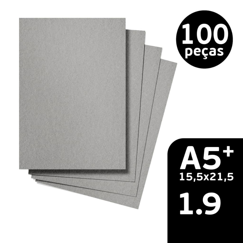 100 Peças Papelão Cinza Holler 1.9mm A5+(15,5x21,5)
