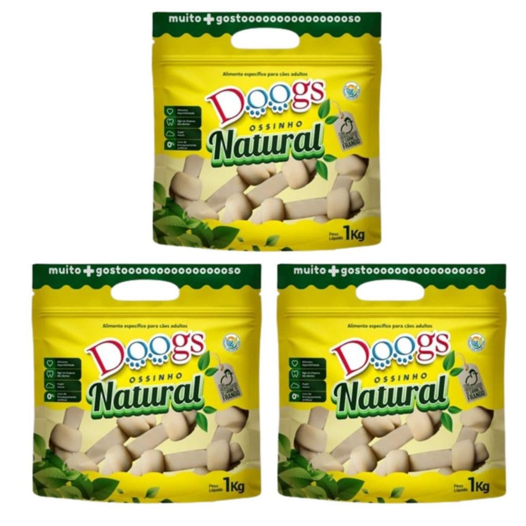 Ossinho Natural Nó para Cães Cachorro Doogs 1kg - Super macio gostoso e auxilia a limpeza dos dentes