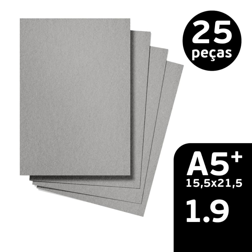 Papelão Cinza Holler 1.9mm A5+(15,5x21,5) - Pacote c/25