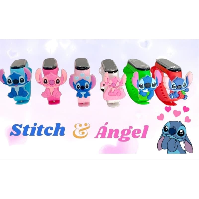 Relógio infantil / Stitch e Angel/relógio digital led /relógio stitch, angel/pulseira eletrônica