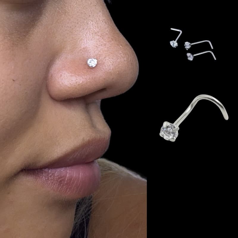 Piercing Nariz Ponto de Luz Redondo 3MM Prata925