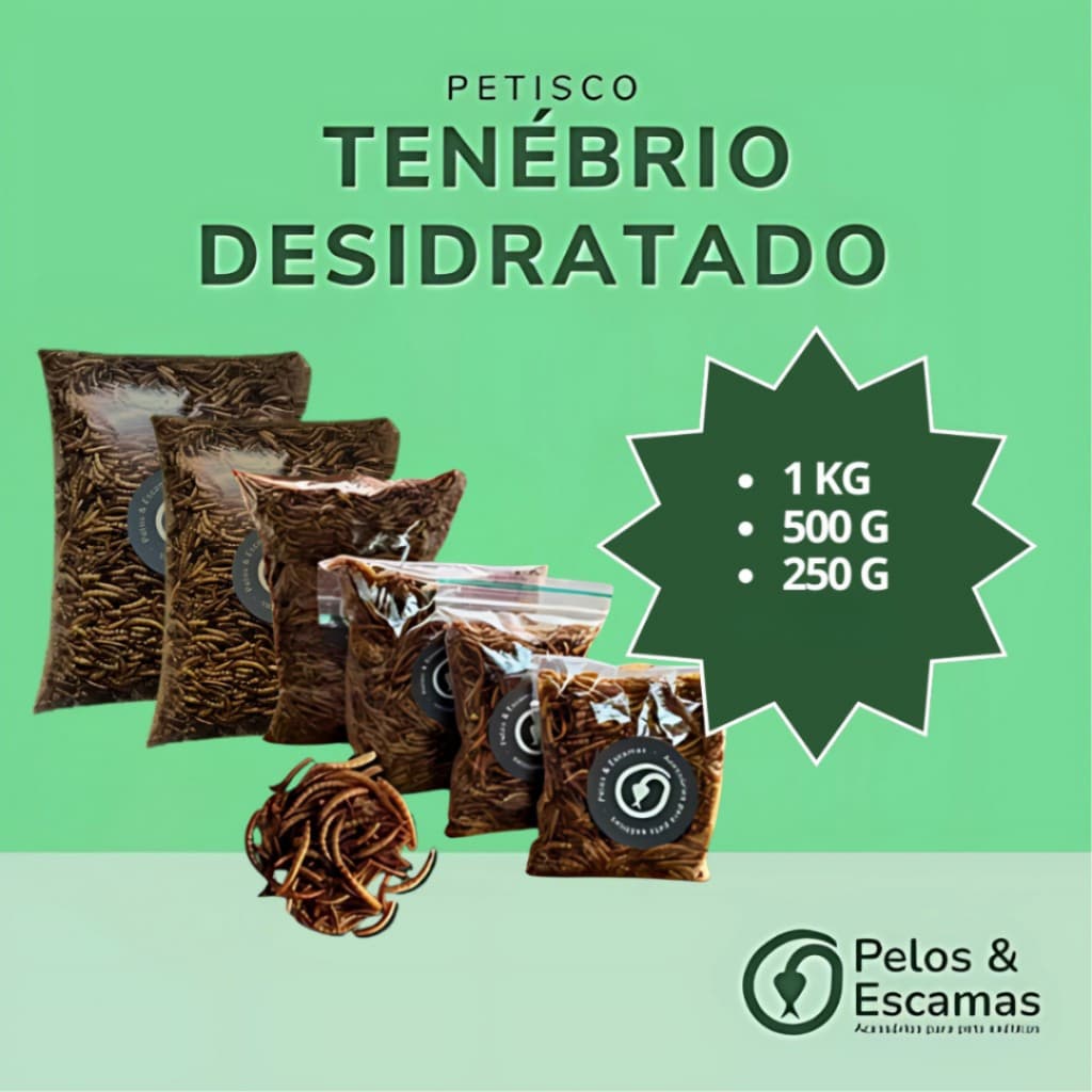 Larvas de Tenébrio Desidratado para Roedores, Pássaros, Tartarugas, Peixes