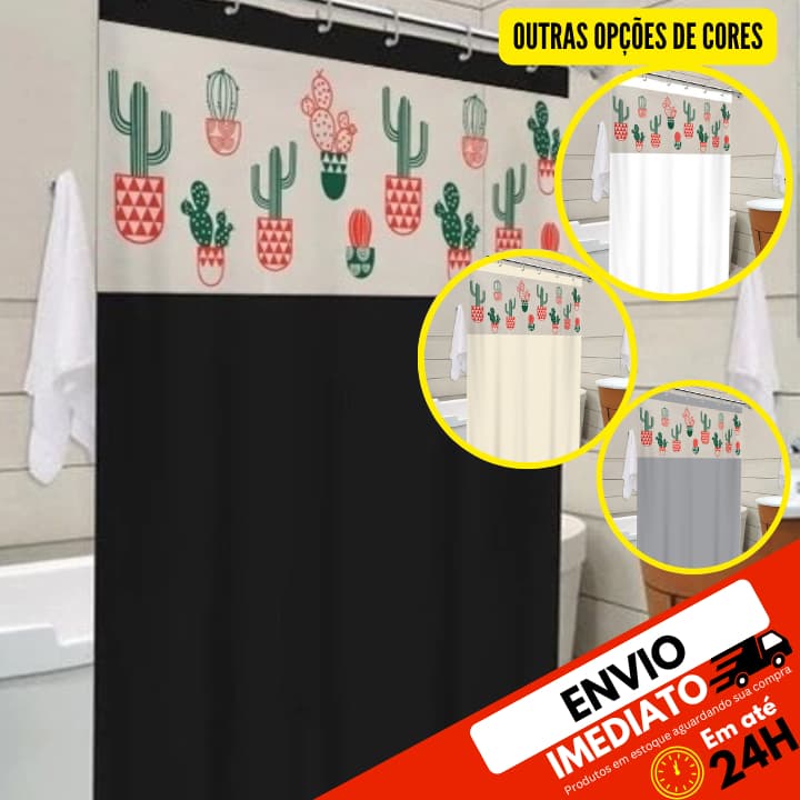 Cortina para Box Banheiro Visor C/ Gancho Anti Mofo Alta Qualidade PVC Várias Cores - Envio Imediato