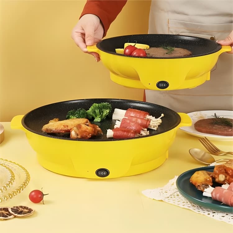 Frigideira Elétrica Antiaderente de Cozinha Portátil 220V e 110V Grill Panela Elétrica Chapa Grill