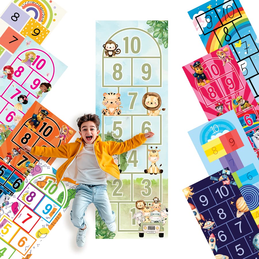 Amarelinha Tapete Adesivo Autocolante Decoração Quarto Infantil Escola Sensorial Desenvolvimento