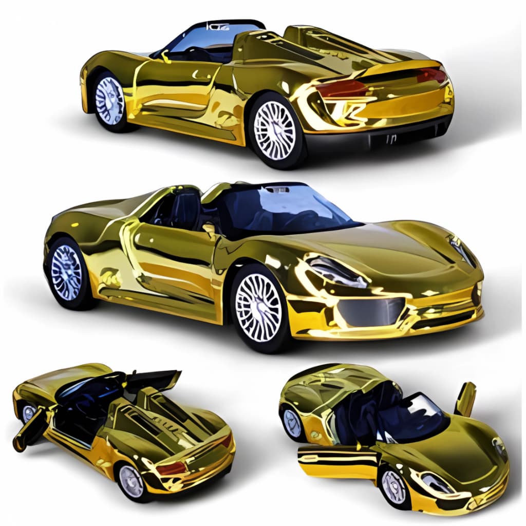 Carrinho de ferro esportivo linha Dubai SÉRIE OURO edição limitada miniatura fricção abre portas