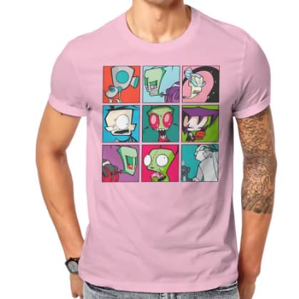 Camiseta Camisa Blusa Algodão Unissex Invader Zim Vintage Characters Color Pop Box Up Tshirt