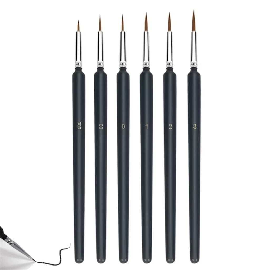 Kit 6 Pinceis Traços Finos Pintura Em Tela Aquarela Modelismo