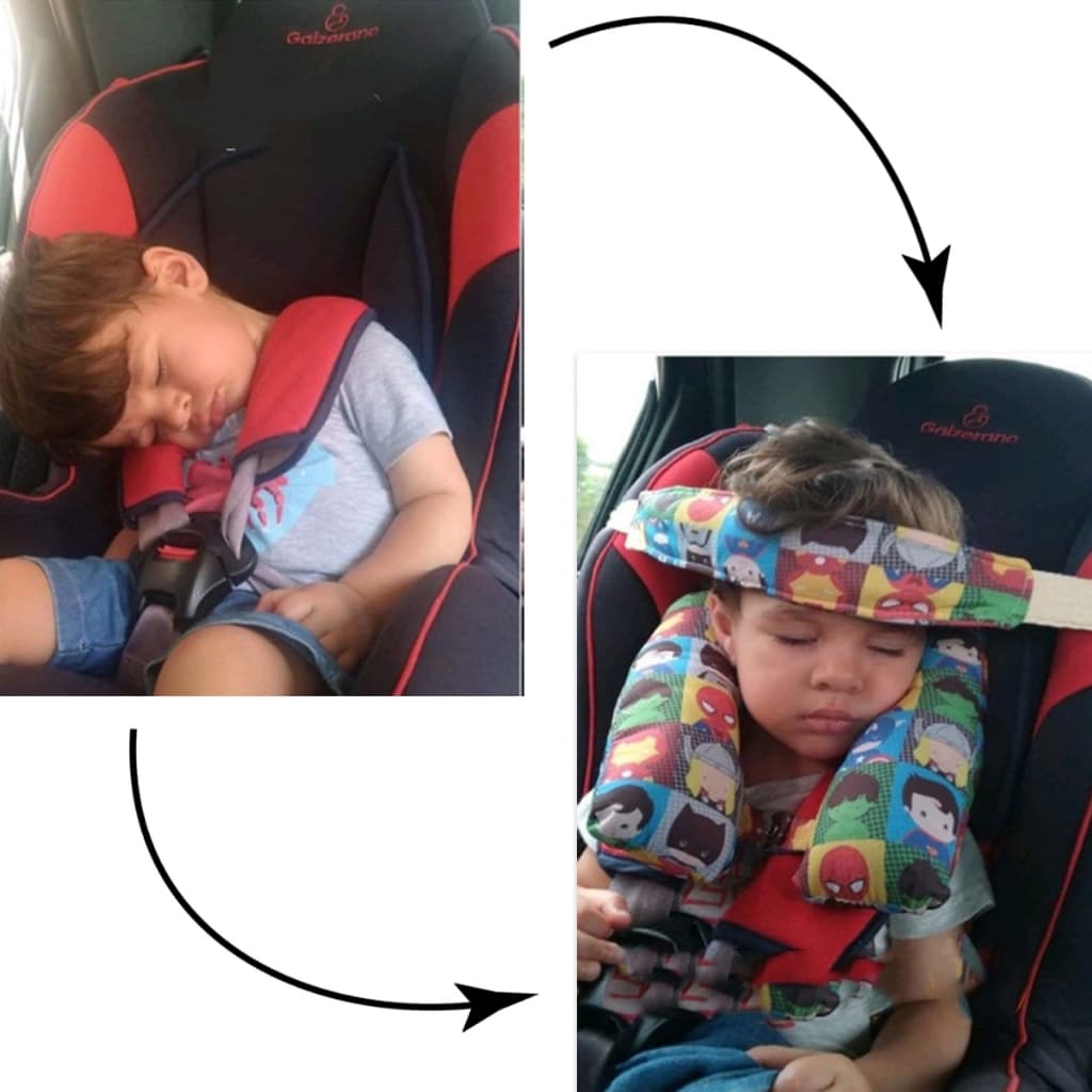 Protetor De Pescoço Infantil + Faixa Cadeirinha Estampas a sua escolha Carro viajem